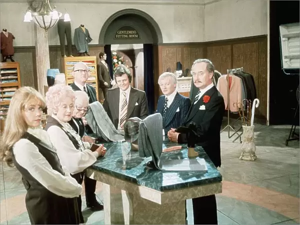 Are You Being Served TV Programme. Cast on set August 1977