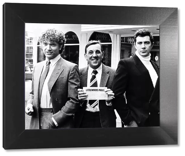 Martin Shaw Actor standing with Lewis Collins Actor and Mike Aked a worker from