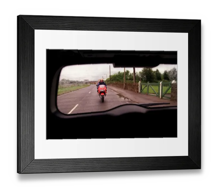 Framed Print : Green Vauxhall Astra van July 1999 with red Honda motorbike Framed Print : Green Vauxhall Astra van July 1999 with red Honda motorbike