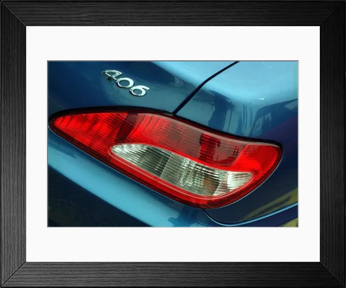 Framed Print : BLUE PEUGEOT 406 COUPE CAR AUGUST 1997 REAR LIGHTS