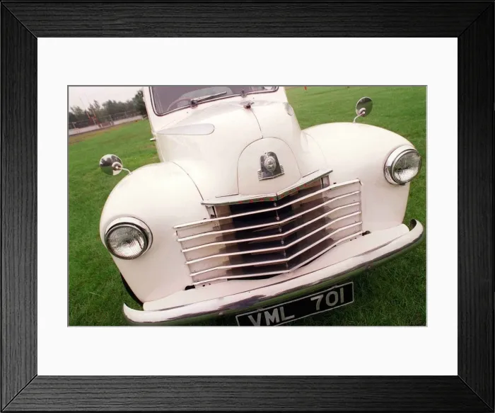 Framed Print : GEORGE SHIELDS 11th September 1998 WITH HIS 1947 VAUXHALL WYVER AND A 1998 VAUXHALL Framed Print : GEORGE SHIELDS 11th September 1998 WITH HIS 1947 VAUXHALL WYVER AND A 1998 VAUXHALL