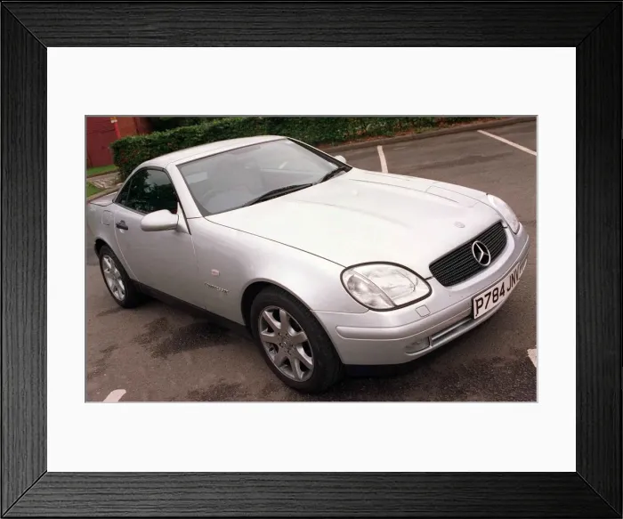 Framed Print : Mercedes Coupe Silver car P 784 JNV Front Framed Print : Mercedes Coupe Silver car P 784 JNV Front