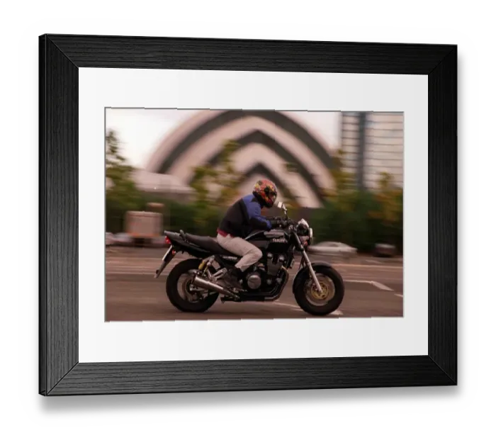 Framed Print : Trevor Walls rides a Yamaha XJR 1200 motorbike October 1998