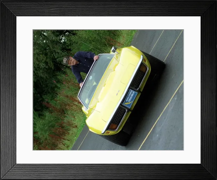 Framed Print : Yellow Corvette motor car August 1998