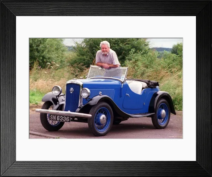 Framed Print : Charles Kelly with his 1934 Hillman Minx Sports Tourer car July 1999 Framed Print : Charles Kelly with his 1934 Hillman Minx Sports Tourer car July 1999