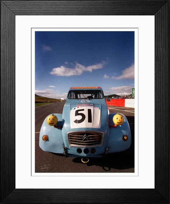 Framed Print : Citroen 2 CV October 1998 Racing covered headlamps Mr Happy Framed Print : Citroen 2 CV October 1998 Racing covered headlamps Mr Happy