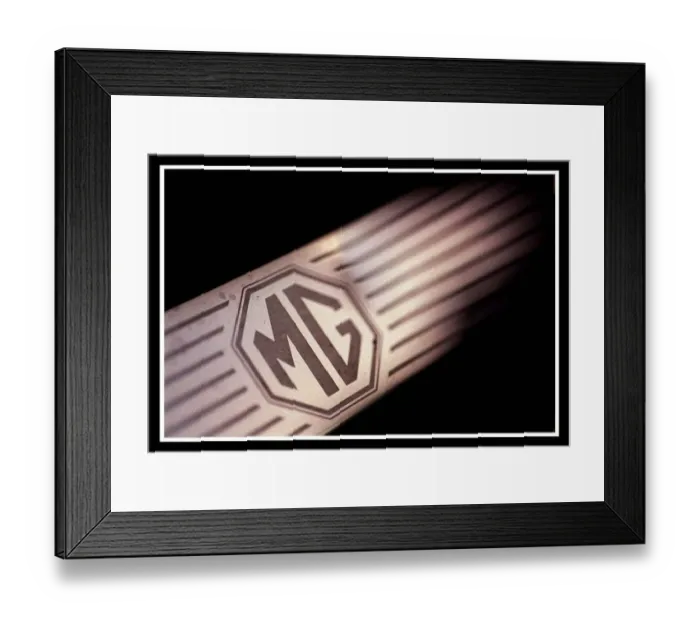 Framed Print : Blue MG Car November 1999 badge