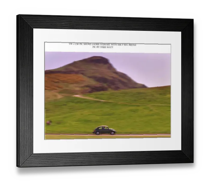 Framed Print : Laurie Stewart taking a drive in his Volkswagen Beetle car Framed Print : Laurie Stewart taking a drive in his Volkswagen Beetle car