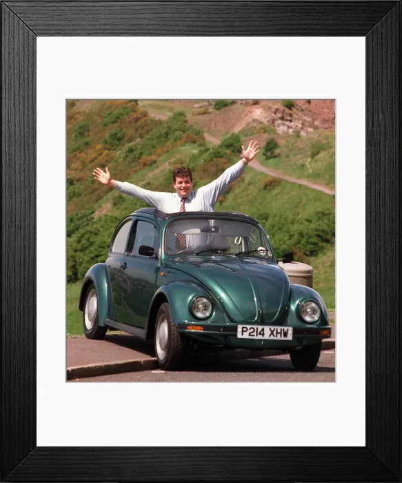Framed Print : Laurie Stewart with his VW Beetle Volkswagen Framed Print : Laurie Stewart with his VW Beetle Volkswagen