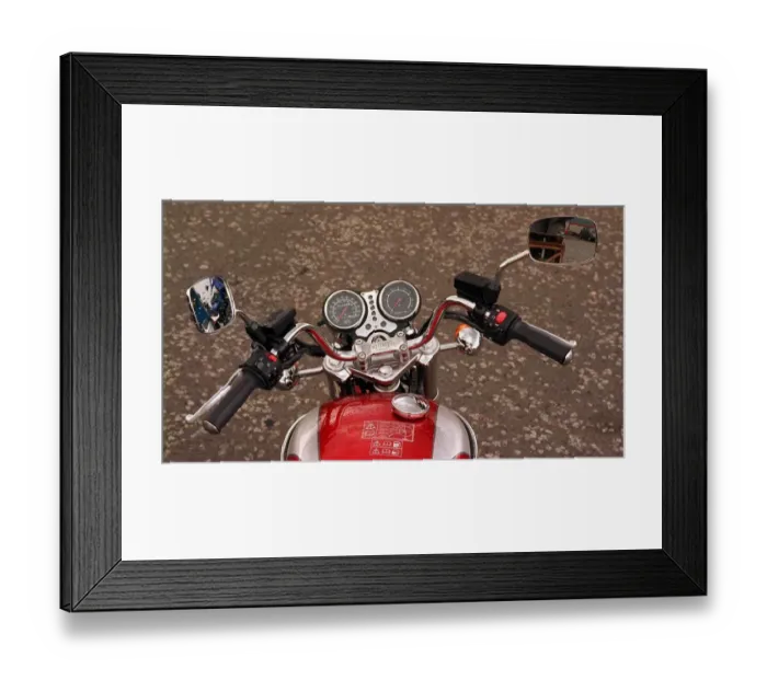 Framed Print : June 1997 Triumph Thunderbird motor cycle instruments handlebars mirrors Framed Print : June 1997 Triumph Thunderbird motor cycle instruments handlebars mirrors