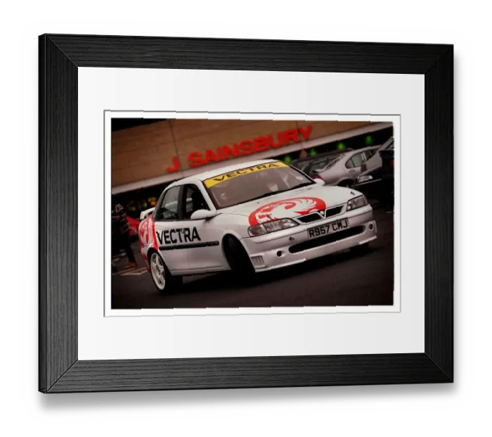 Framed Print : 2. 5 V6 Vauxhall Vectra Challenge Race car February 1999 is taken shopping to Sainsburys Framed Print : 2. 5 V6 Vauxhall Vectra Challenge Race car February 1999 is taken shopping to Sainsburys