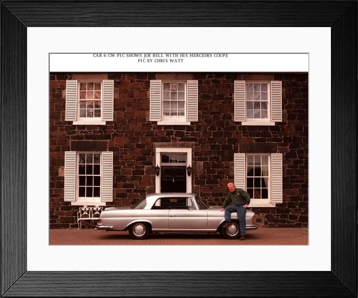 Framed Print : Joe Bell outside his home with his Mercedes coupe car Supplement Road Record