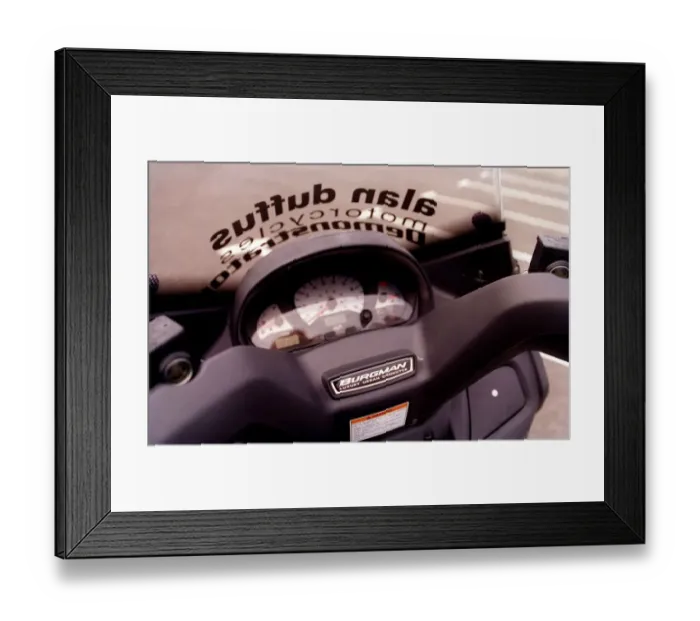 Framed Print : Suzuki Burgman 400 motorbike June 1999 dials