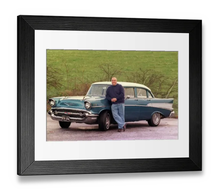 Framed Print : BOB JAMES WITH HIS 1957 CHEVY car December 1999 ROAD RECORD Supplement Framed Print : BOB JAMES WITH HIS 1957 CHEVY car December 1999 ROAD RECORD Supplement