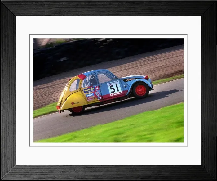 Framed Print : Citroen 2CV October 1998 Racing yellow red blue Framed Print : Citroen 2CV October 1998 Racing yellow red blue