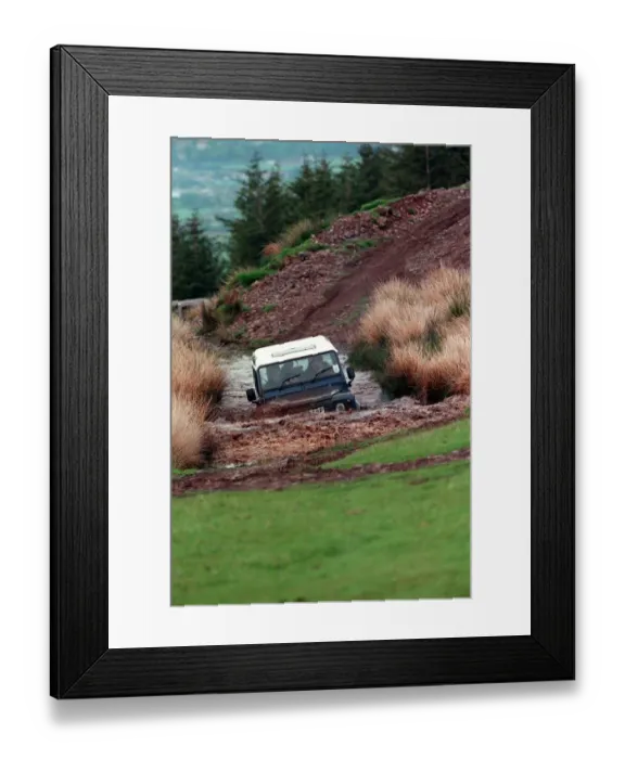 Framed Print : 4X4 OFF ROAD INSTRUCTION FOR ROAD RECORD LAND ROVER DEFENDER WADING THROUGH RIVER Framed Print : 4X4 OFF ROAD INSTRUCTION FOR ROAD RECORD LAND ROVER DEFENDER WADING THROUGH RIVER