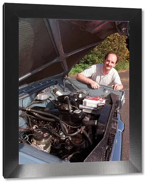 MIKE OROBCZUK WITH HIS VAUXHALL CRESTA LOOKING AT ENGINE