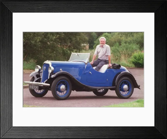 Framed Print : Charles Kelly with his 1934 Hillman Minx Sports Tourer car July 1999 Framed Print : Charles Kelly with his 1934 Hillman Minx Sports Tourer car July 1999
