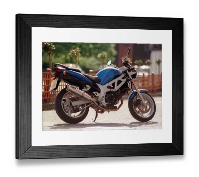 Framed Print : Suzuki SV650 motorcycle Road Record supplement 1999 blue motorbike