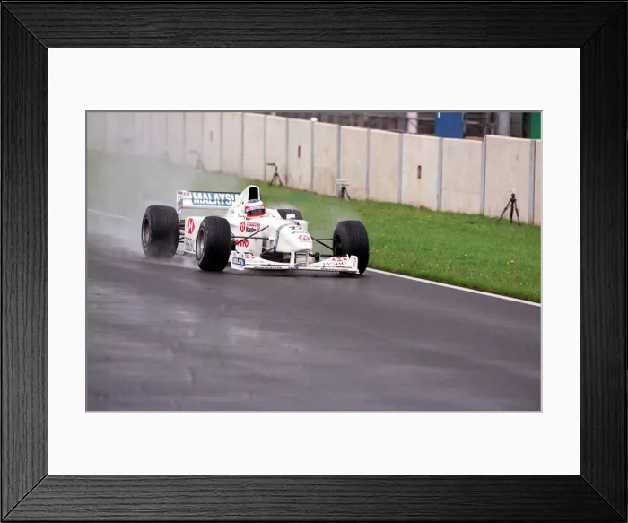 Framed Print : LESLEY FITZ SIMONS TAKE THE HIGH ROAD ACTRESS IN A RACING CAR IN THE RAIN AT SILVERSTONE