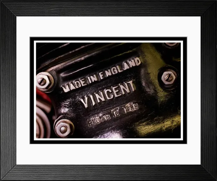 Framed Print : John Surtees motorcylce March 1999 showing registration plate Vincent Framed Print : John Surtees motorcylce March 1999 showing registration plate Vincent