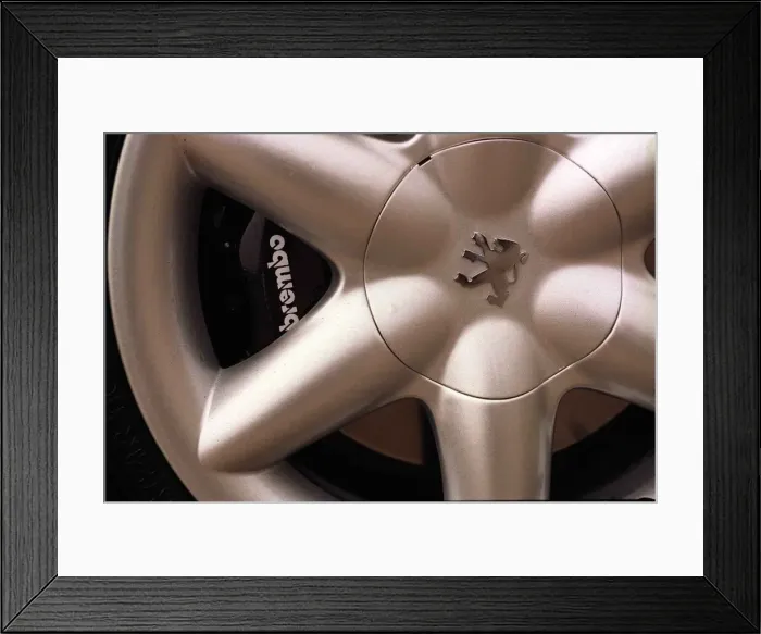 Framed Print : BLUE PEUGEOT 406 COUPE CAR AUGUST 1997 BREMBO WHEEL TRIM