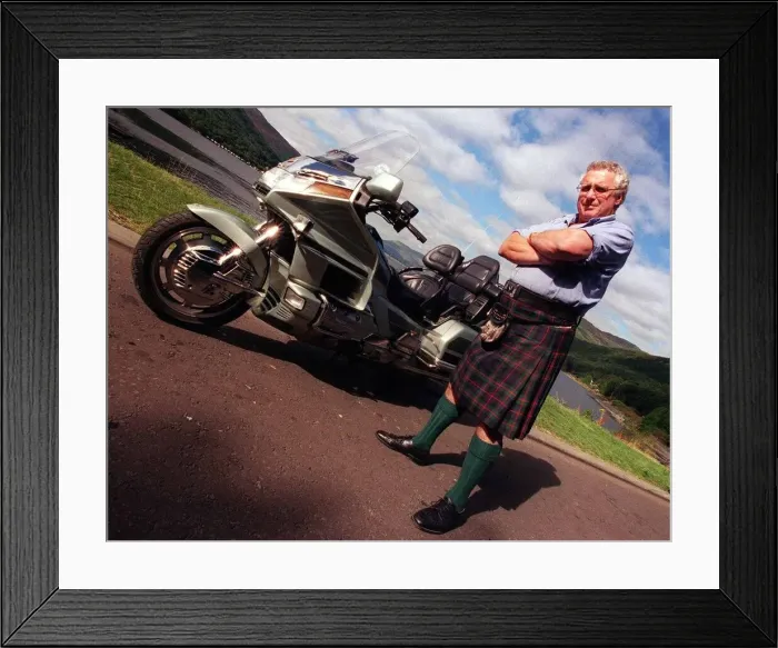 Framed Print : John Murray from St Fillans August 1999 with his Honda Goldwing 1500cc