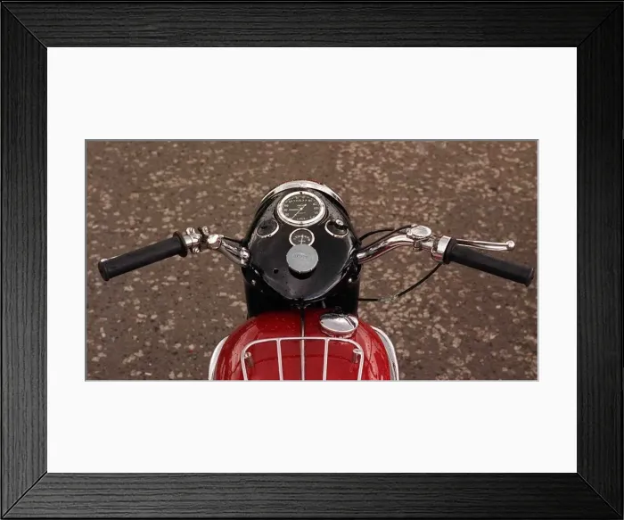 Framed Print : 1967 Triumph Thunderbird motor cycle instruments handle bars
