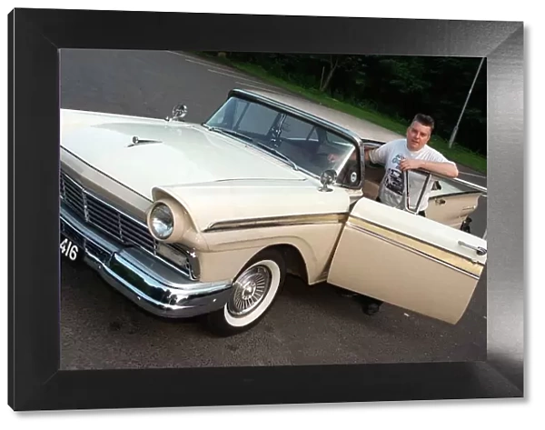 Ian Sharp with his beige 1957 Ford Fairlane