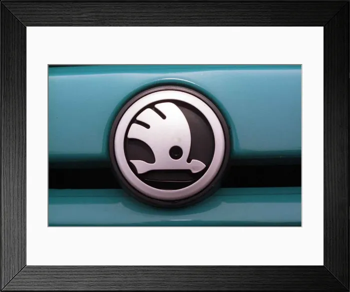 Framed Print : 1993 Skoda Favorit badge August 1997 Framed Print : 1993 Skoda Favorit badge August 1997