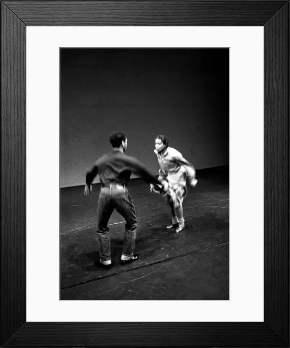 Framed Print : Ralph Lemon and Bebe Miller seen here performing Parallels in black at The Place theatre Framed Print : Ralph Lemon and Bebe Miller seen here performing Parallels in black at The Place theatre