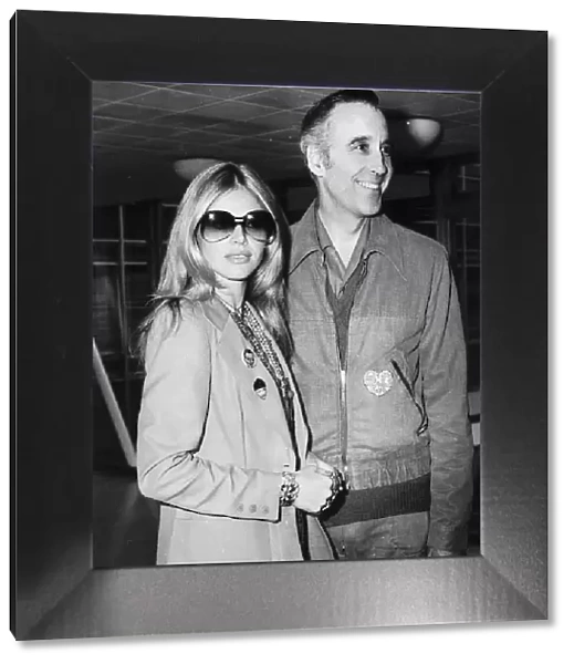 Christopher Lee with Britt Ekland - April 1974 Leaving Heathrow Airport for