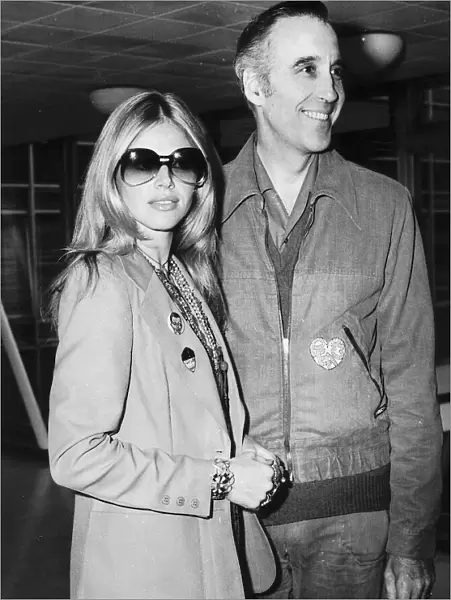 Christopher Lee with Britt Ekland - April 1974 Leaving Heathrow Airport for