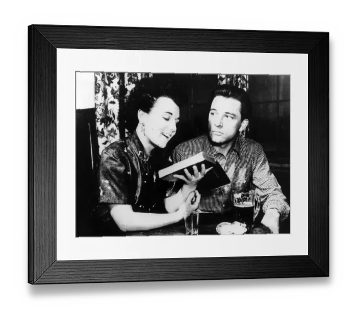 Framed Print : Richard Burton Actor with first wife rehearsing parts in Shakespeare
