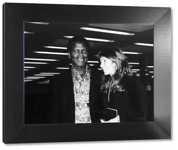 Sidney Poitier Actor With His Friend Joanna Shimkus Leaving London Airport October