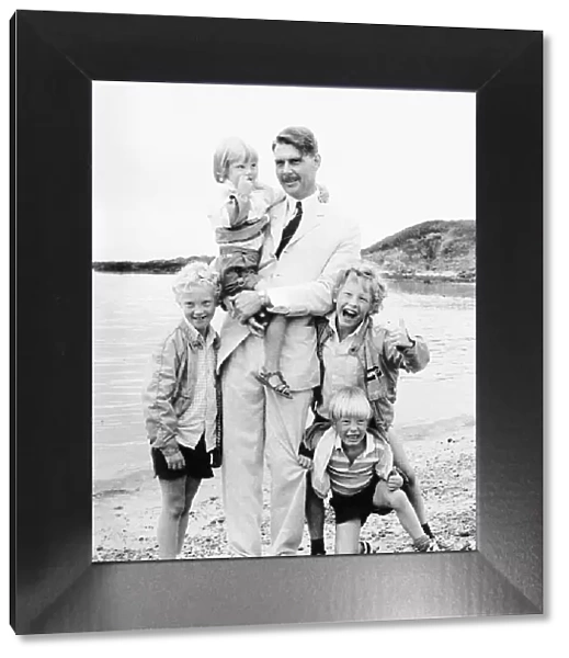 James Fox Actor with his children in Anglesey North Wales September 1983
