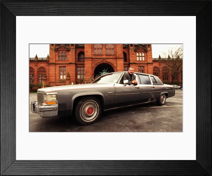 Framed Print : ME AND MY CAR ROBERT PEART AND HIS CADILLAC December 1999 Leaning out of car