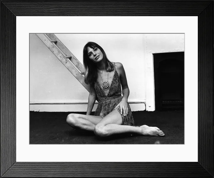 Framed Print : Jane Birkin Actress Sitting on floor February 1970 Framed Print : Jane Birkin Actress Sitting on floor February 1970