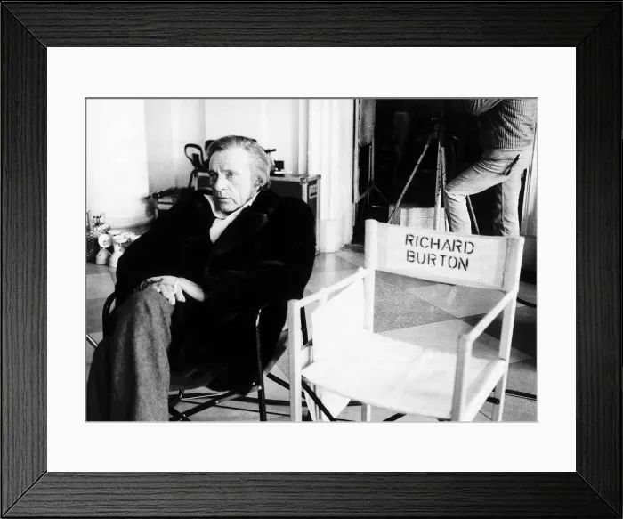 Framed Print : Richard Burton on set sitting in chair - February 1982 dbase MSI Framed Print : Richard Burton on set sitting in chair - February 1982 dbase MSI