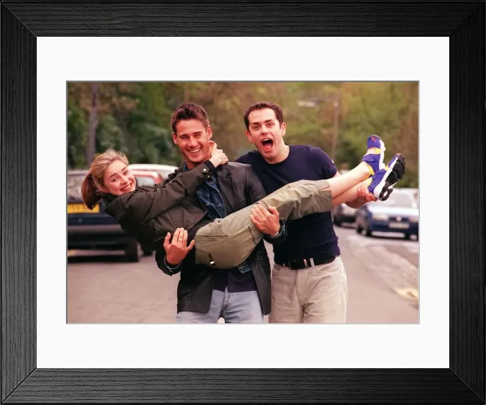Framed Print : Fully booked tv programme 1998 children television programme presenters l to r Framed Print : Fully booked tv programme 1998 children television programme presenters l to r