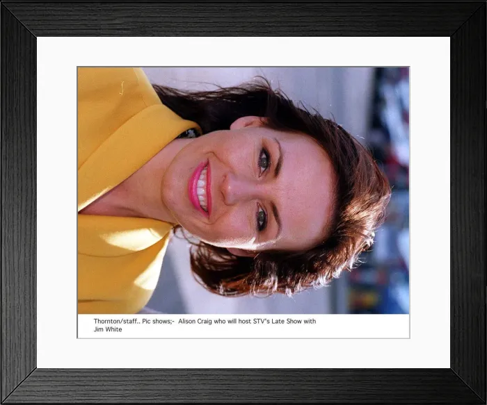 Framed Print : Alison Craig who will host STVs Late Show with Jim White yellow jacket Framed Print : Alison Craig who will host STVs Late Show with Jim White yellow jacket