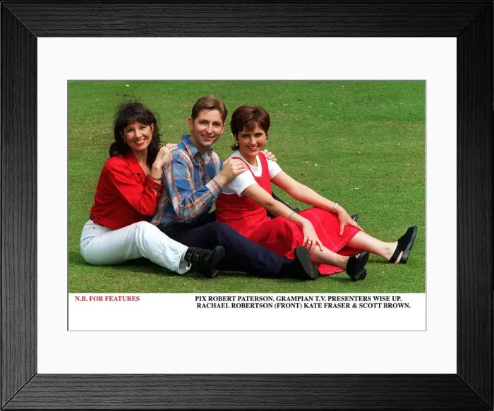 Framed Print : Rachael Robertson TV Presenter with Kate Fraser and Scott Brown all sitting together in a