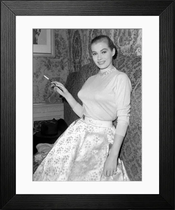 Framed Print : Anita Ekberg seen here attending a Press reception in London with actor Michael Wilding