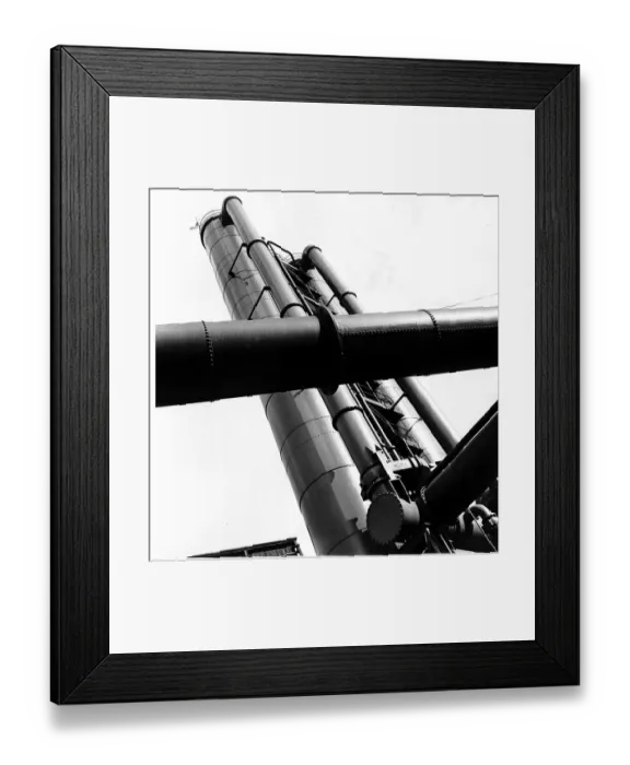 Framed Print : Fulham Gasworks chimney rising towards sky October 1948