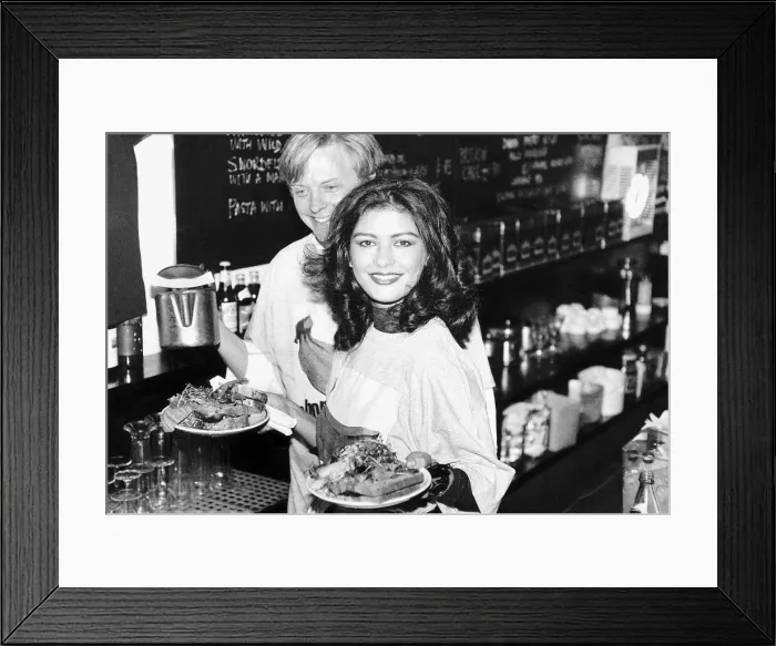 Framed Print : Catherine Zeta Jones Actress Plays A waitress At The Cafe Casbar In Aid Of A Charity Framed Print : Catherine Zeta Jones Actress Plays A waitress At The Cafe Casbar In Aid Of A Charity