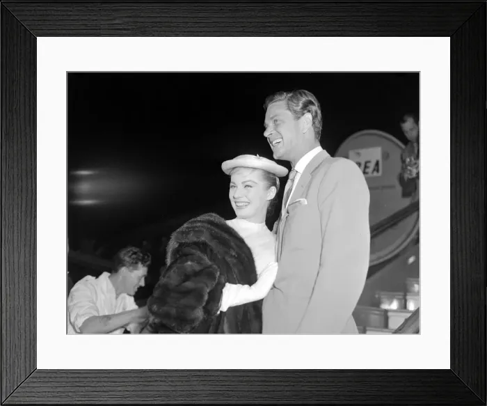 Framed Print : Actress Anita Ekberg seen here arriving at London Heathrow Airport with Husband Antony