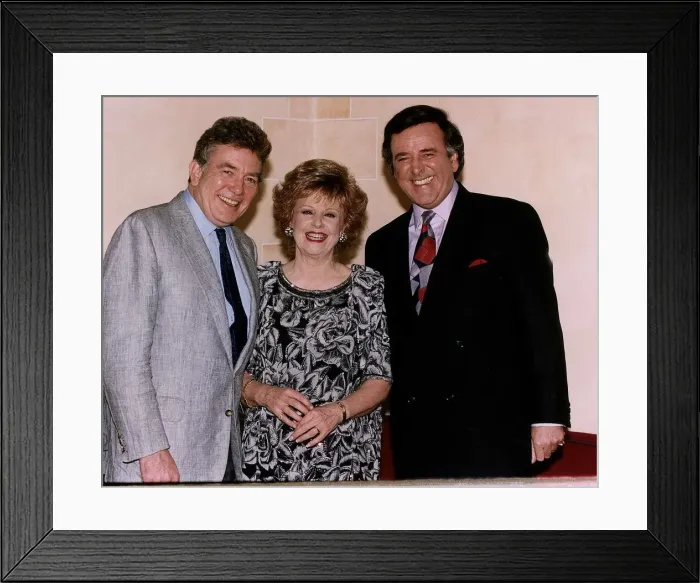 Framed Print : Barbara Knox Actress with Terry Wogan and Albert Finney who appeared together
