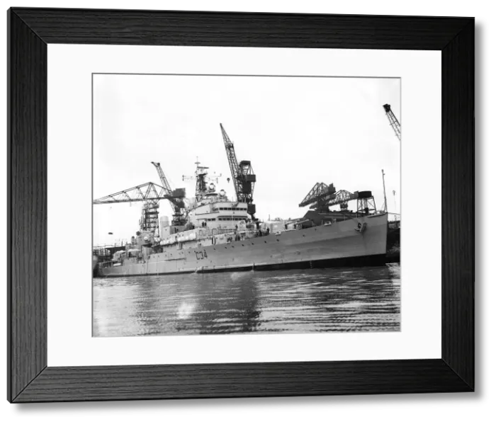 Framed Print : HMS Lion during its Commissioning Ceremony at Wallsend Shipyard 1960