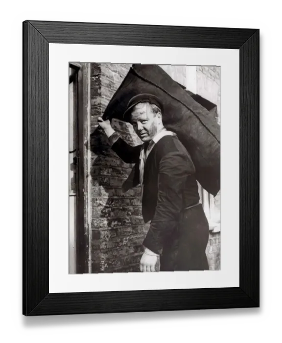 Framed Print : A Coal delivery man outside a house in 1967 January 1967