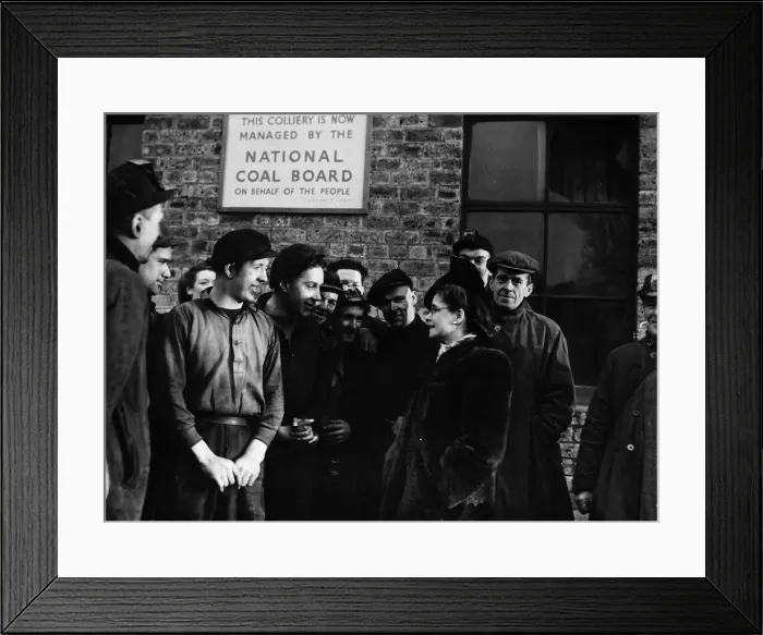 Framed Print : Margaret Herbison Labour MP for North Lanark in fur coat answers questions by miners Framed Print : Margaret Herbison Labour MP for North Lanark in fur coat answers questions by miners